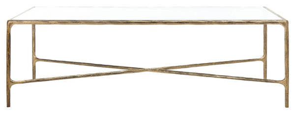 Jessa Rectangle Metal Coffee Table Brass Forged Metal / Tempered Glass SFV9500A