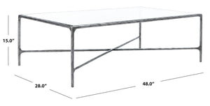 Jessa Rectangle Metal Coffee Table Silver Forged Metal / Tempered Glass SFV9500B