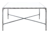 Jessa Rectangle Metal Coffee Table Silver Forged Metal / Tempered Glass SFV9500B
