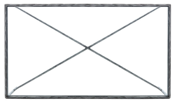 Jessa Rectangle Metal Coffee Table Silver Forged Metal / Tempered Glass SFV9500B
