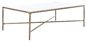 Jessa Rectangle Metal Coffee Table Brass / White Forged Metal / White Marble SFV9500C