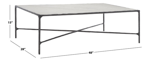 Safavieh Jessa Rectangle Metal Coffee Table Black / White Forged Metal / White Marble / Mdf SFV9500D