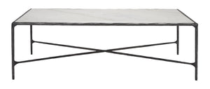 Safavieh Jessa Rectangle Metal Coffee Table Black / White Forged Metal / White Marble / Mdf SFV9500D