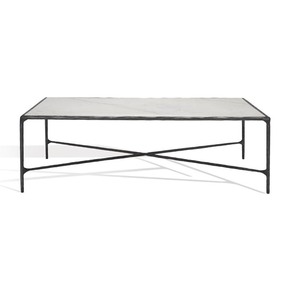 Safavieh Jessa Rectangle Metal Coffee Table Black / White Forged Metal / White Marble / Mdf SFV9500D
