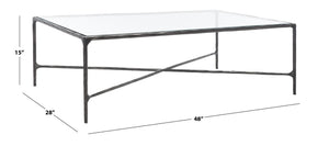 Safavieh Jessa Rectangle Metal Coffee Table Black Forged Metal / Tempered Glass SFV9500E