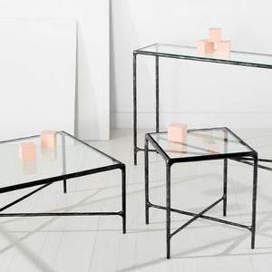 Safavieh Jessa Rectangle Metal Coffee Table Black Forged Metal / Tempered Glass SFV9500E