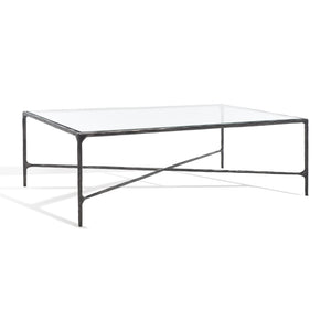 Safavieh Jessa Rectangle Metal Coffee Table Black Forged Metal / Tempered Glass SFV9500E