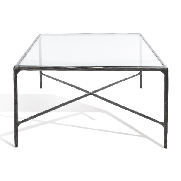 Safavieh Jessa Rectangle Metal Coffee Table Black Forged Metal / Tempered Glass SFV9500E