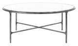 Jessa Round Metal Coffee Table Silver Forged Metal / Tempered Glass SFV9501B