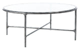 Jessa Round Metal Coffee Table Silver Forged Metal / Tempered Glass SFV9501B