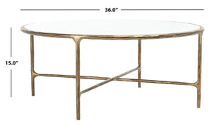 Jessa Round Metal Coffee Table Brass / White Forged Metal / White Marble SFV9501C