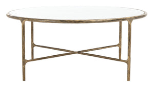 Jessa Round Metal Coffee Table Brass / White Forged Metal / White Marble SFV9501C