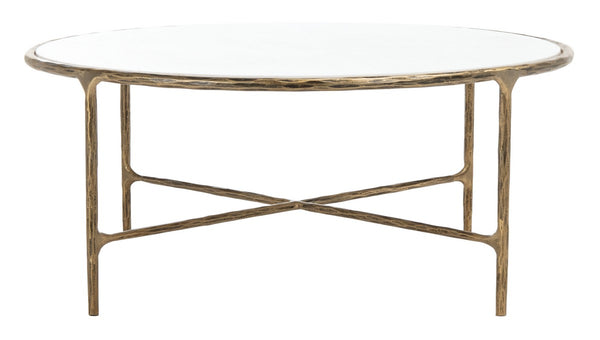 Jessa Round Metal Coffee Table Brass / White Forged Metal / White Marble SFV9501C