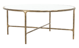 Jessa Round Metal Coffee Table Brass / White Forged Metal / White Marble SFV9501C