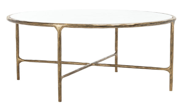 Jessa Round Metal Coffee Table Brass / White Forged Metal / White Marble SFV9501C
