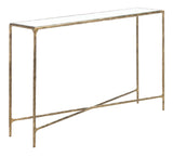 Jessa Forged Metal Rectangle Console Table Brass Forged Metal / Tempered Glass SFV9502A