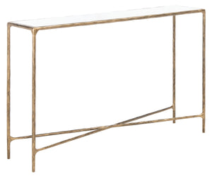 Jessa Forged Metal Rectangle Console Table Brass / White Forged Metal / White Marble SFV9502C