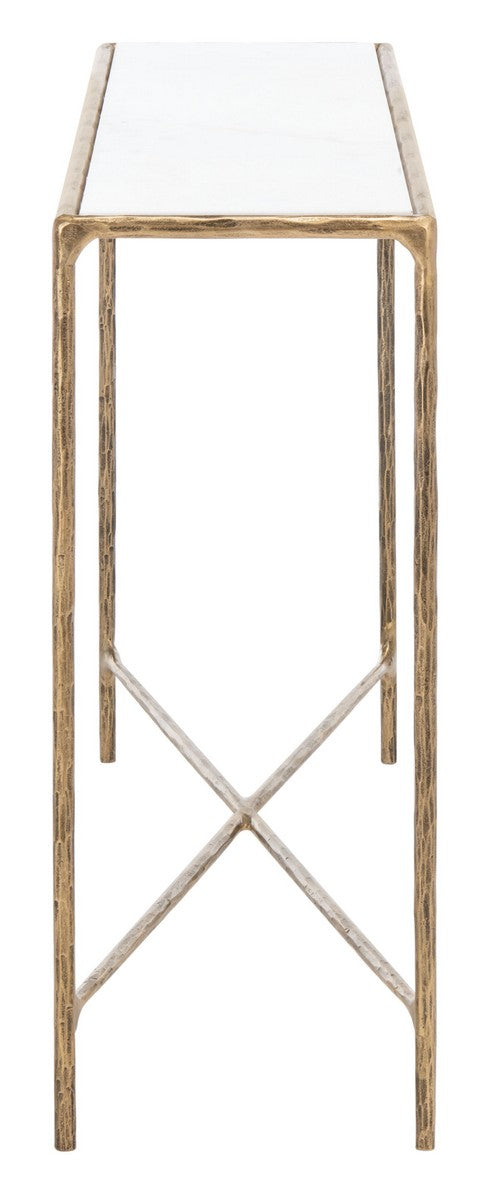 Jessa Forged Metal Rectangle Console Table Brass / White Forged Metal / White Marble SFV9502C