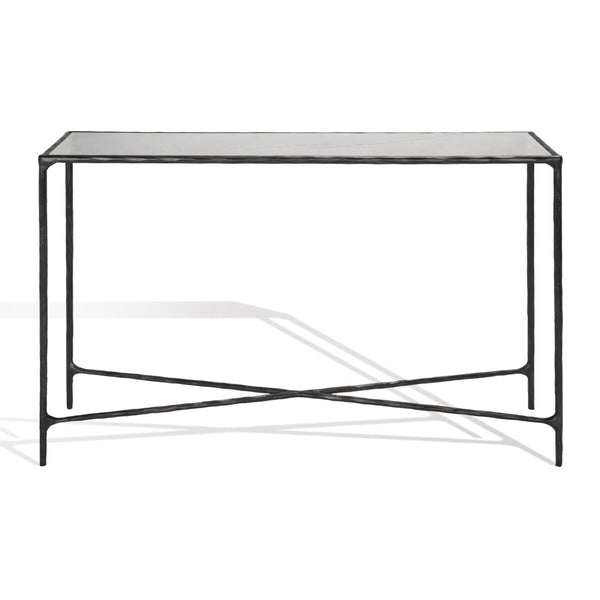 Safavieh Jessa Forged Metal Rectangle Console Table Black / White Forged Metal / White Marble / Mdf SFV9502D