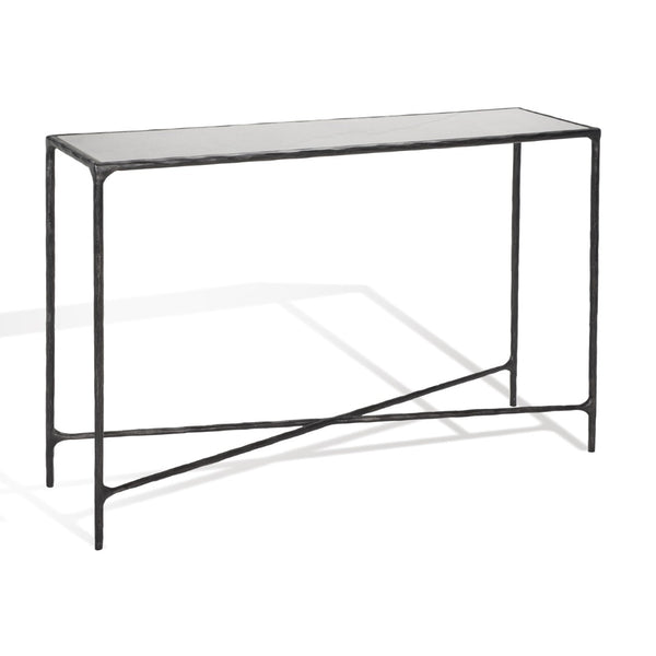 Safavieh Jessa Forged Metal Rectangle Console Table Black / White Forged Metal / White Marble / Mdf SFV9502D