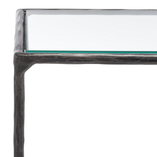 Safavieh Jessa Forged Metal Rectangle Console Table Black Forged Metal / Tempered Glass SFV9502E