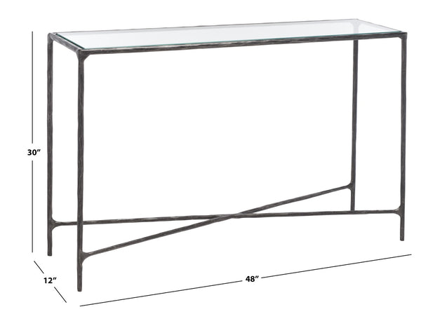 Safavieh Jessa Forged Metal Rectangle Console Table Black Forged Metal / Tempered Glass SFV9502E