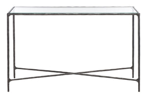 Safavieh Jessa Forged Metal Rectangle Console Table Black Forged Metal / Tempered Glass SFV9502E