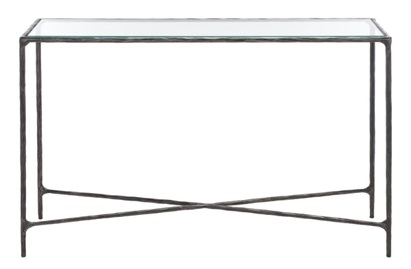 Safavieh Jessa Forged Metal Rectangle Console Table Black Forged Metal / Tempered Glass SFV9502E