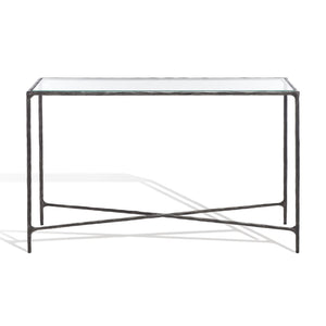 Safavieh Jessa Forged Metal Rectangle Console Table Black Forged Metal / Tempered Glass SFV9502E