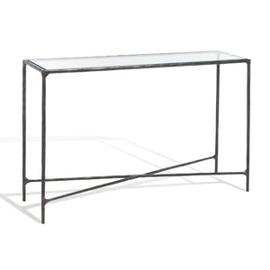 Safavieh Jessa Forged Metal Rectangle Console Table Black Forged Metal / Tempered Glass SFV9502E