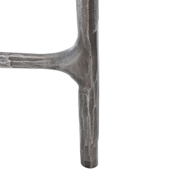 Jessa Forged Metal Square End Table Silver Forged Metal / Tempered Glass SFV9503B