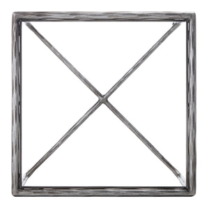 Jessa Forged Metal Square End Table Silver Forged Metal / Tempered Glass SFV9503B