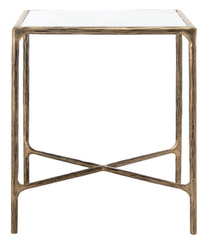 Jessa Forged Metal Square End Table Brass / White Forged Metal / White Marble SFV9503C