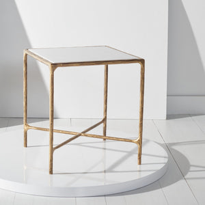 Jessa Forged Metal Square End Table Brass / White Forged Metal / White Marble SFV9503C