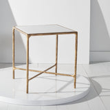 Jessa Forged Metal Square End Table Brass / White Forged Metal / White Marble SFV9503C