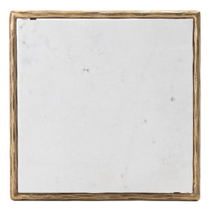 Jessa Forged Metal Square End Table Brass / White Forged Metal / White Marble SFV9503C
