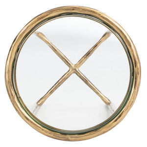 Jessa Forged Metal Tall Round End Table Brass Forged Metal / Tempered Glass SFV9504A