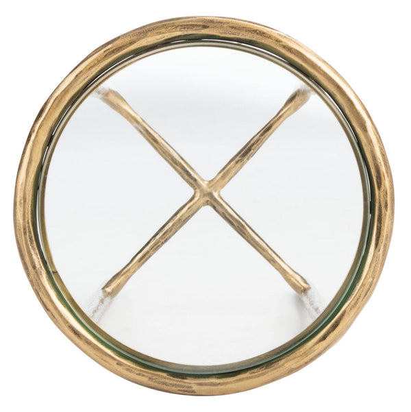 Jessa Forged Metal Tall Round End Table Brass Forged Metal / Tempered Glass SFV9504A