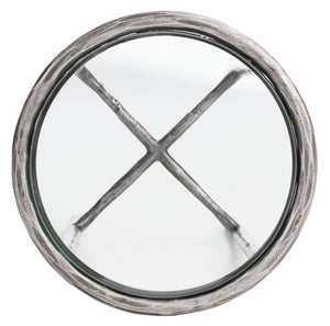 Jessa Forged Metal Tall Round End Table Silver Forged Metal / Tempered Glass SFV9504B