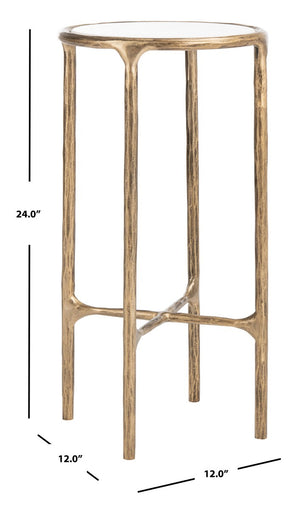 Jessa Forged Metal Tall Round End Table Brass / White Forged Metal / White Marble SFV9504C