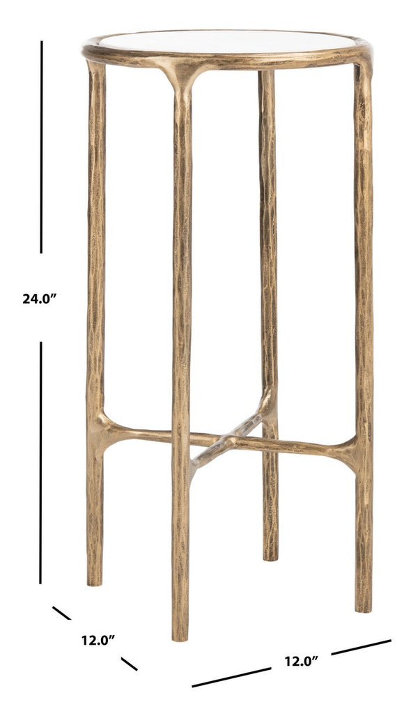 Jessa Forged Metal Tall Round End Table Brass / White Forged Metal / White Marble SFV9504C