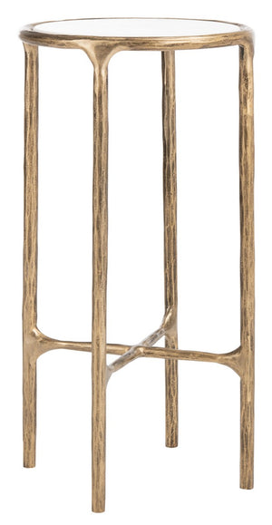 Jessa Forged Metal Tall Round End Table Brass / White Forged Metal / White Marble SFV9504C