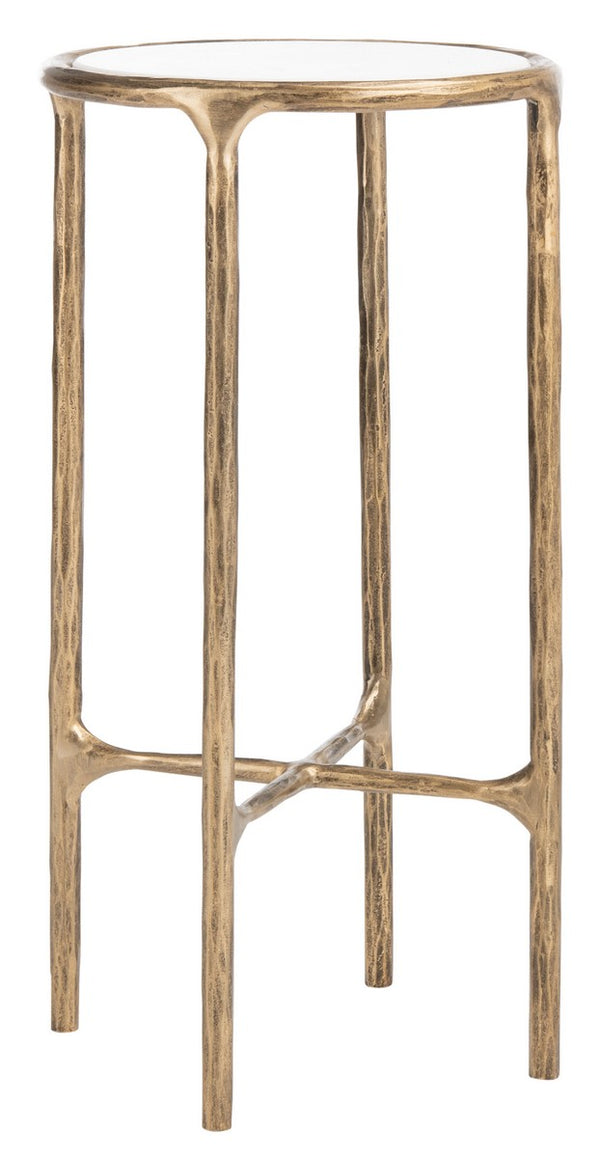 Jessa Forged Metal Tall Round End Table Brass / White Forged Metal / White Marble SFV9504C