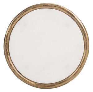 Jessa Forged Metal Tall Round End Table Brass / White Forged Metal / White Marble SFV9504C