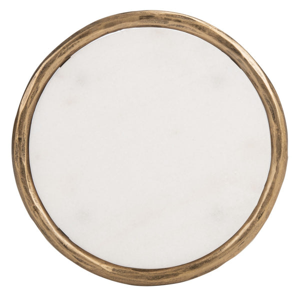 Jessa Forged Metal Tall Round End Table Brass / White Forged Metal / White Marble SFV9504C