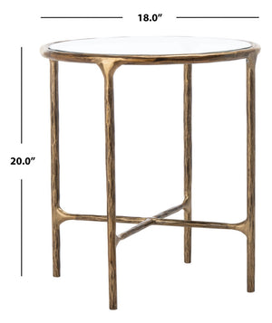 Jessa Forged Metal Round End Table Brass Forged Metal / Tempered Glass SFV9505A