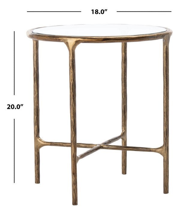 Jessa Forged Metal Round End Table Brass Forged Metal / Tempered Glass SFV9505A
