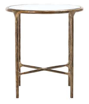 Jessa Forged Metal Round End Table Brass Forged Metal / Tempered Glass SFV9505A