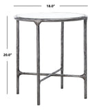 Jessa Forged Metal Round End Table Silver Forged Metal / Tempered Glass SFV9505B