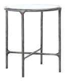 Jessa Forged Metal Round End Table Silver Forged Metal / Tempered Glass SFV9505B